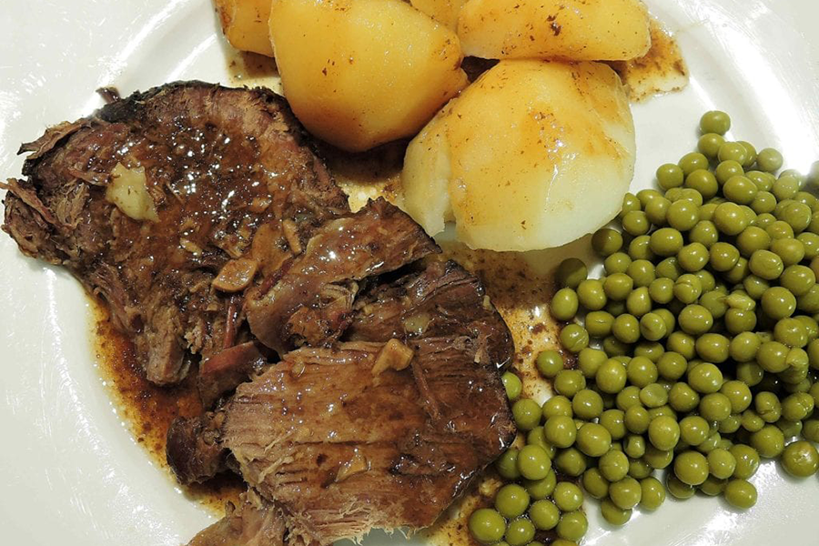 Beef Crock Pot Roast with peas, potatoes and Cook's Delight Beef Soup Base