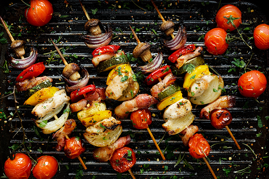 Grilled vegetables marinated in Cook's Delight® Roasted Garlic Soup Base Concentrate