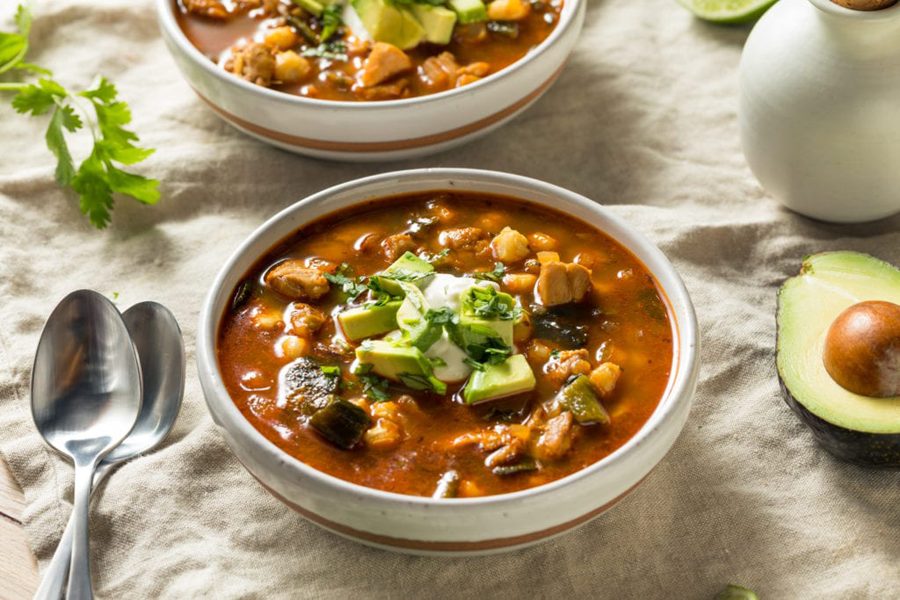 Chicken tortilla soup made with organic chicken soup base Cook's Delight