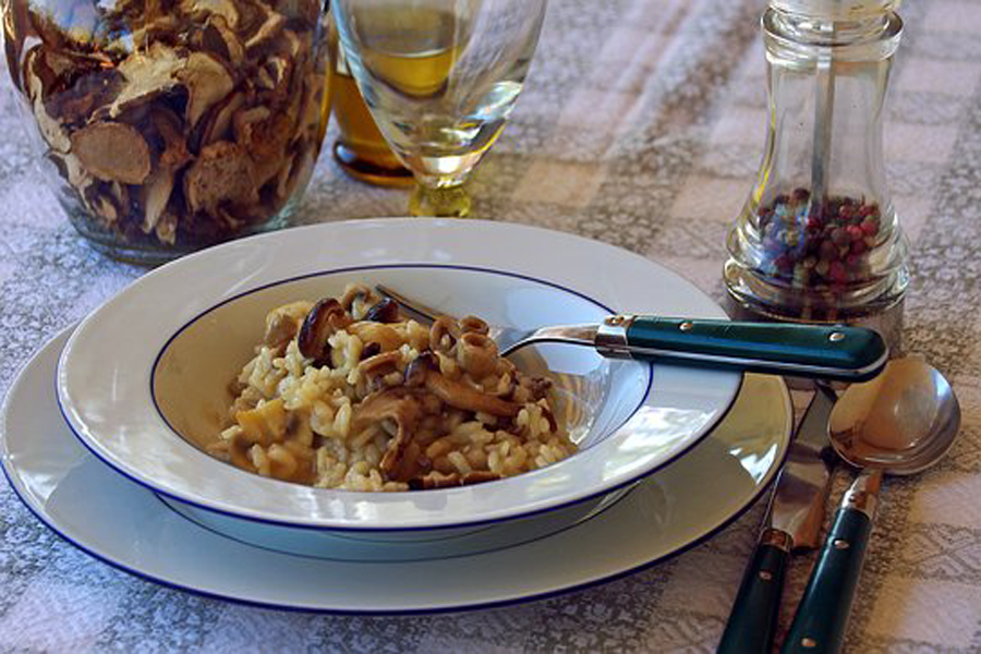 Mushroom Risotto in bowl made with Cook's Delight Clean Label Mushroom Soup Base